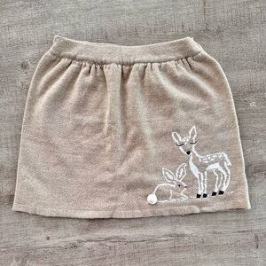GIRLS Kids Tan Skirt with Deer Embroidery